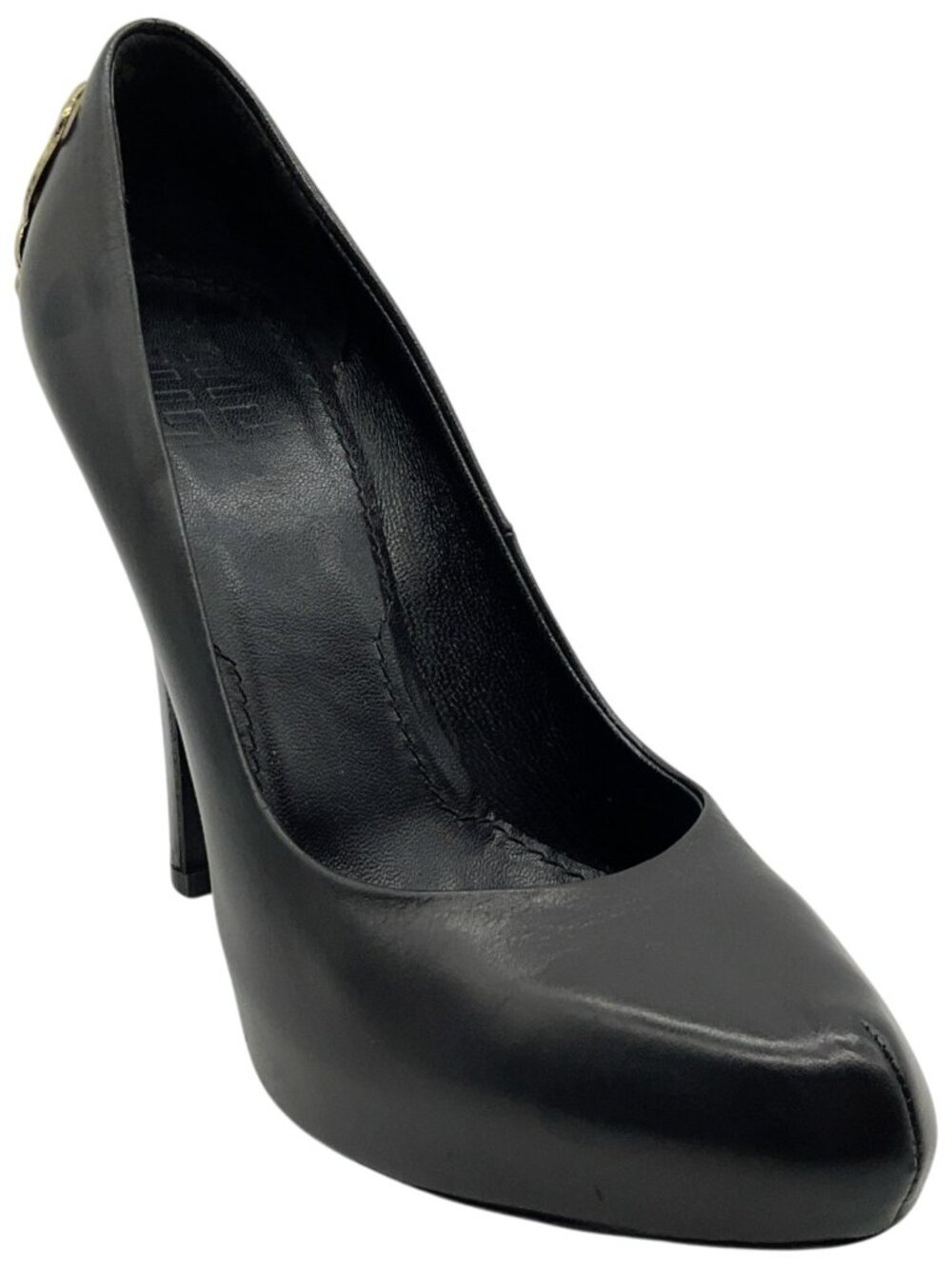Givenchy Black Leather Platform Pumps with Gold Metal Embellishment